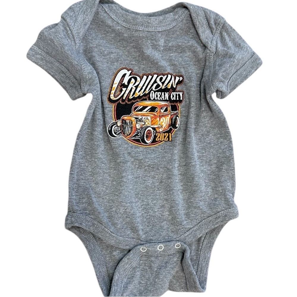 Rabbit Skins Baby Boy Hot Rod Ocean City Graphic Bodysuit T-Shirt 2021 Like New